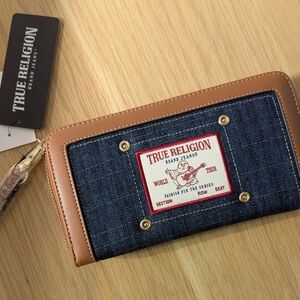 ✨HOST PICK✨ BNWT - True Religion Large Denim Wristlet/Wallet